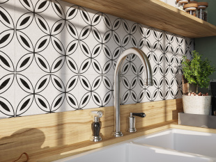 Керамогранит Cersanit Stream геометрия (лепестки) белый арт. 17922 (29,8x29,8)